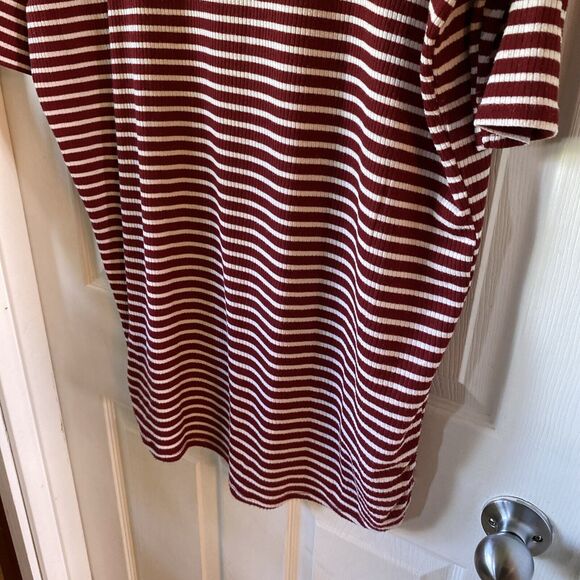 LulaRoe Blouse Top Women’s Size XS Oversized Striped Burgundy And White - Picture 9 of 13